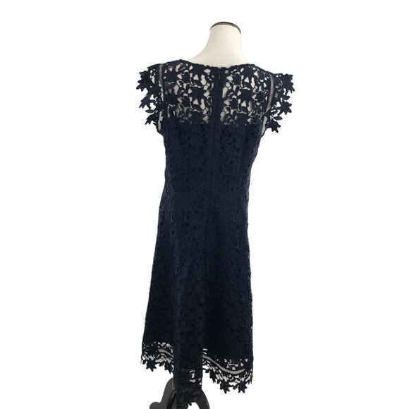 Eliza J Navy Blue Lace Asymmetric Cocktail Dress - Picture 10 of 12